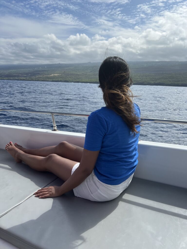 Aboard the Kona catamaran