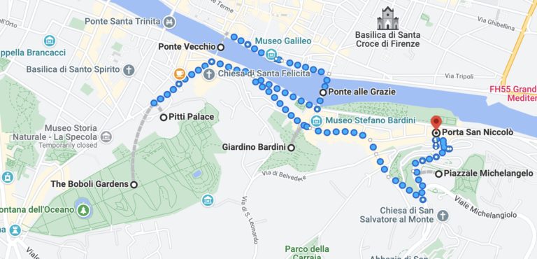 Day 2 in Florence Map (24, 48 or 72 hours in Florence)