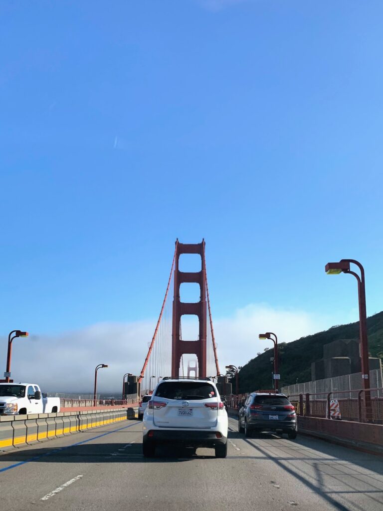 Driving across Golden Gate bridge