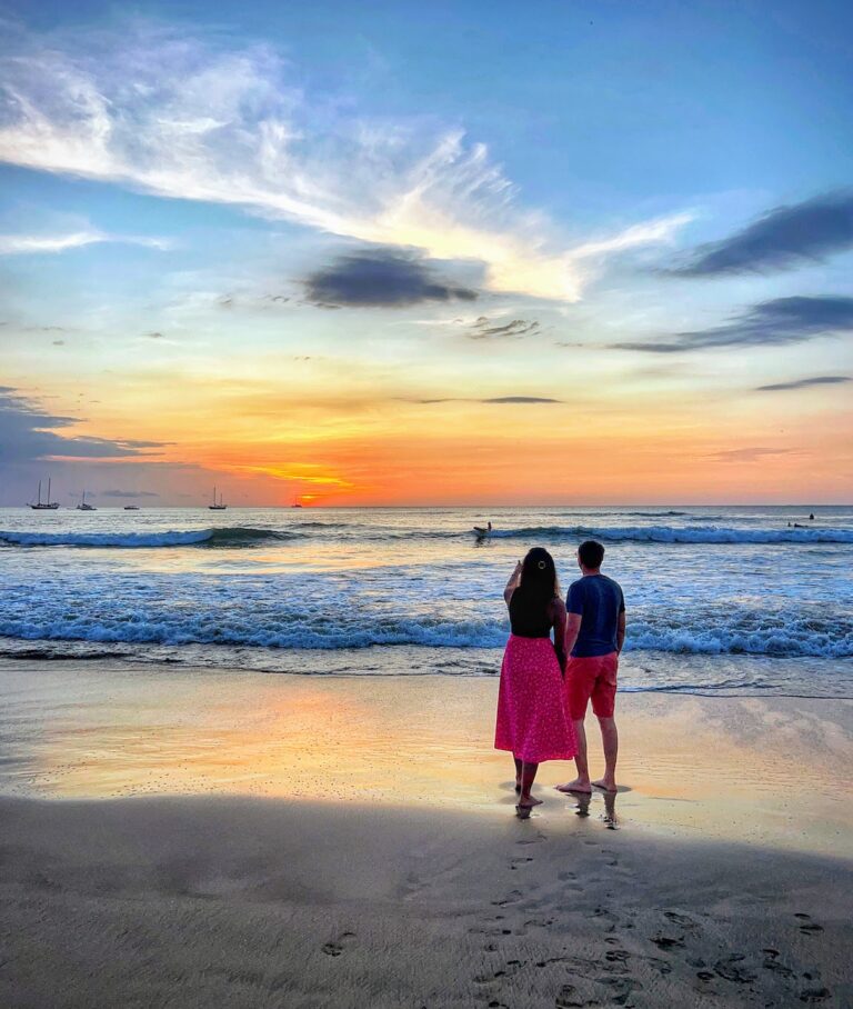 At Tamarindo Beach, Costa Rica; photo taken with a camera stand