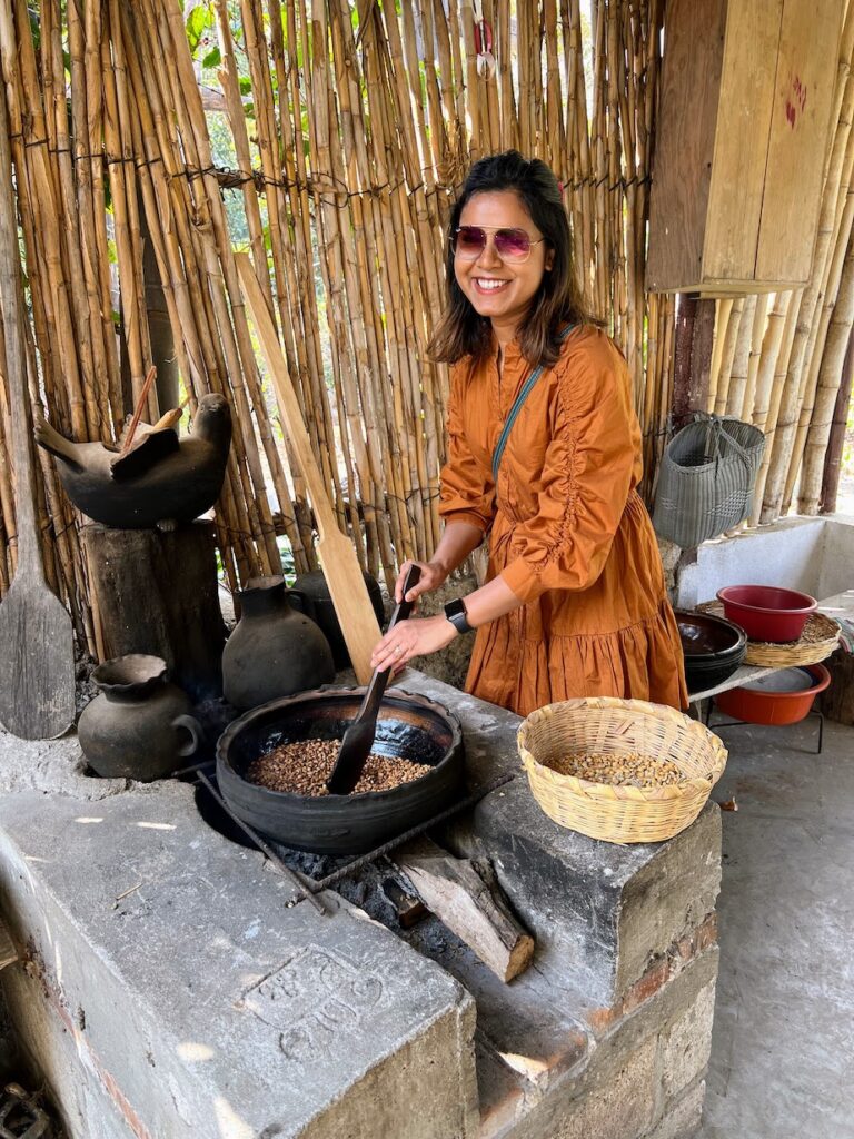 Roasting coffee beans at El Tata Coffee Farm, San Juan la Laguna, Guatemala